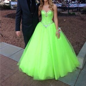 Neon Green Prom Dress, Size 6